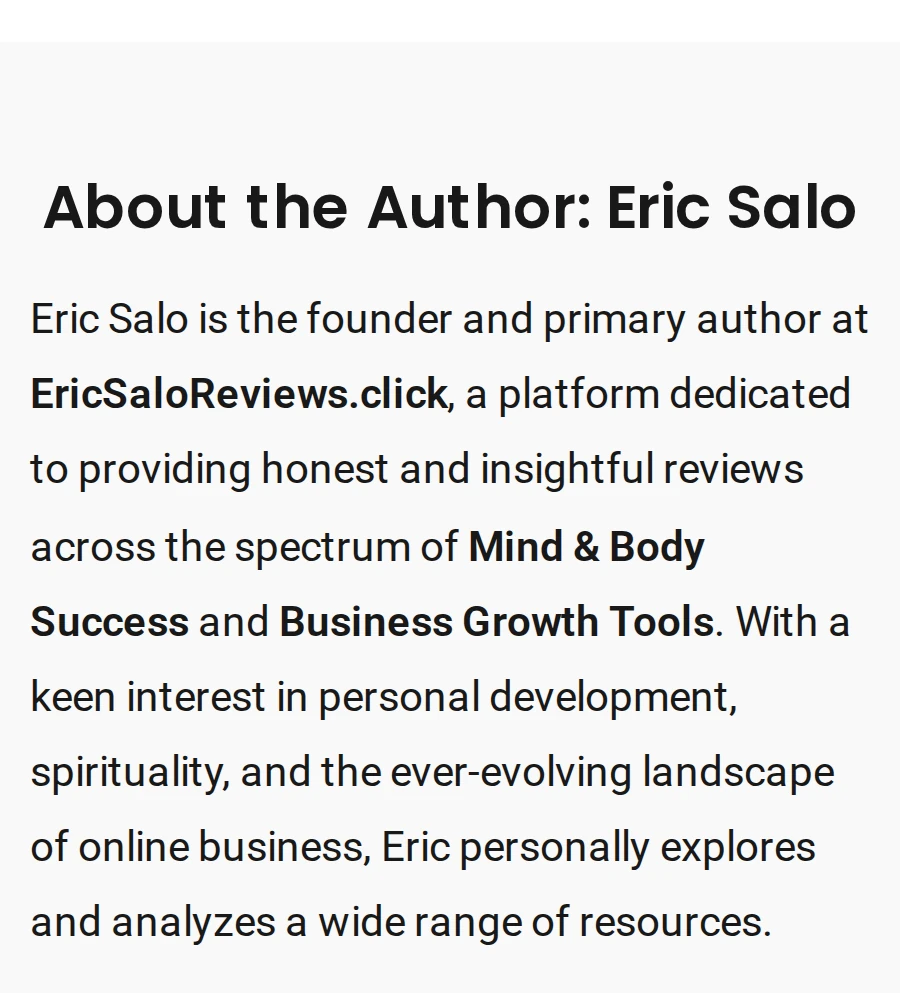 The About the Author: Eric Salo section of the About page on Eric Salo Reviews